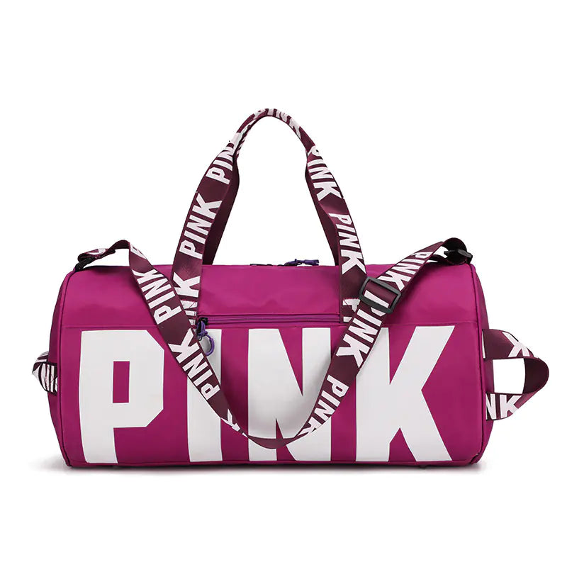 PINK Waterproof Gym Bag with Custom Logo and Large Capacity