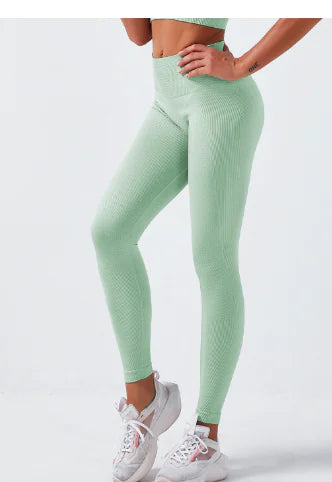 Seamless Solid Color Striped Wicking Yoga Pants